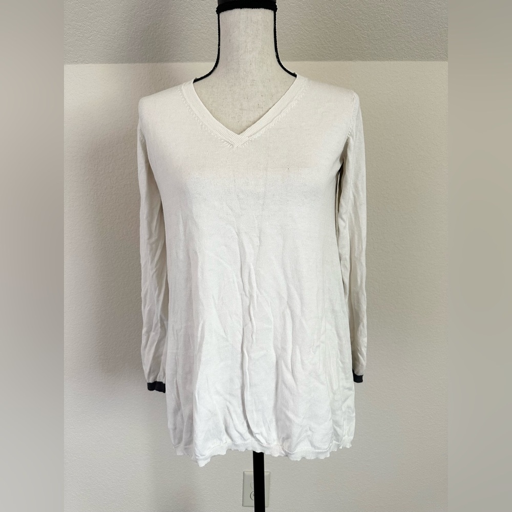 Lisa Todd Long Sleeve V Neck Sweater Size Small Cotton Silk Blend - Picture 1 of 7